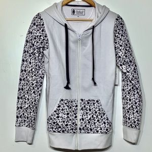 NWT Outback Trading Co. Zip Front Jacket White Purple Floral Trim‎ Size Medium